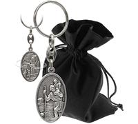 LUNEXUS Llavero de San Cristóbal 4,0 x 2,6 cm - Ángel de la guarda - Espalda - San Cristóbal - Bendito - Patrón de los automovilistas - Amuleto de la suerte para coche y moto - Regalo para conductores