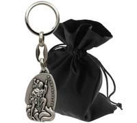 Lunexus Llavero de San Cristóbal - Ángel de la guarda para coche y moto - bendito - patrón de los automovilistas - amuleto de la suerte llavero - regalo para peregrinos, plata, 9,5 cm