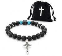 Lunexus Pulsera de piedra volcánica para mujer, 16 cm, 16cm Durchmesser, Piedra volcánica Howlita, Piedra de lava Howlita
