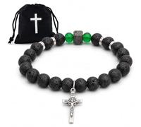Lunexus Pulsera de piedra volcánica para mujer, 16 cm, 16cm Durchmesser, Piedra volcánica Jade verde, Piedra de lava Jade Verde