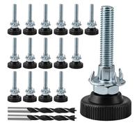 Lunhoo Juego de 16 patas ajustables para muebles, M8 x 50 mm, patas de nivelación resistentes con tuerca en T para sofá, mesa, escritorio, armario, sillas, incluye 2 brocas M10