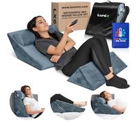Lunix Juego de 3 almohadas ortopédicas de cuña para cama, espuma viscoelástica postoperatoria para aliviar el dolor de espalda, piernas y rodillas, almohada para sentarse, almohadas ajustables para
