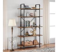 LUNSY Estantería Romana con 5 Niveles Abiertos, estantería de Madera - estantería Estrecha con Columna Romana para salón, diseño Industrial, estantería para salón, Dormitorio, Oficina