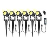 LUNSY Lámpara de Césped LED con Espiga, 6x3W Iluminación de Jardín 21M Lámpara de Paisaje Blanca Cálida 3000K IP65 Foco Exterior Impermeable Decorativa para Césped de Plantas de Camino, Paquete de 6