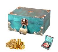 Lunyloer Cofre del tesoro de madera vintage, cofre del tesoro de madera con candado, cofre del tesoro para cumpleaños infantiles, mini cofre del tesoro para almacenamiento y decoración (verde, 15 x 12