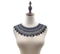 LUNYY 1 Uds. Blanco Negro Hueco Bordado Cuello Falso Tela de Encaje guipur Corsage Vestido Ropa Costura Apliques DIY Escote Adornos