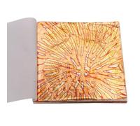 LUNYY Láminas de Cobre abigarradas, láminas de Hojas Doradas para Manualidades, Papel para decoración de uñas, cerámica, Dorado en casa, 50 Uds, Hojas de Bronce de 14x14cm