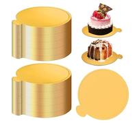 Lunza 200 Piezas Tableros de Pastel de Mousse, 8.8cm Mini Bases de Cartón para Tartas, para Mousses, Tartas y Otros Postres, para Buffet, Bodas, Fiestas, Cumpleaños, Decoración de Pasteles (Dorado)