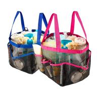 Lunza Bolsa De Playa Grande De Rejilla 21x18x22cm Bolsa Plegable De Malla De Playa Con 8 Compartimentos, Con Botón, con 2 Asa, Multifuncional, Plegable, Para Playa, Piscina, Camping, Viajes, Negro