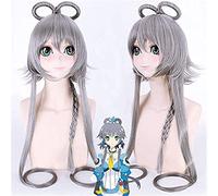 Luo Tianyi for mujeres pelucas de cosplay de trenza larga y recta 120 cm Cabezada sintética resistente al calor (Color : Gray)