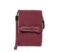 LuoAXINN Bolso de muñeca Cartera pequeña de cuero plegable for mujer, tipo muñeca, con tarjetero y ventana for monedas(Red)