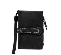 LuoAXINN Bolso de muñeca Cartera pequeña de cuero plegable for mujer, tipo muñeca, con tarjetero y ventana for monedas(Black)
