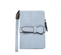 LuoAXINN Bolso de muñeca Cartera pequeña de cuero plegable for mujer, tipo muñeca, con tarjetero y ventana for monedas(Blue)
