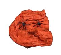 LuoAXINN Decoración De Halloween Telaraña Noctilucente | Telaraña artificial, elástica con, decoración del hogar de casa encantada gótica de terror(Orange,100g-50pcs-Spider)