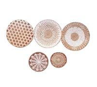 LuoAXINN Decoración de Pared de Mimbre de Paja, Cesta de Pared Redonda, decoración de Pared, artesanías de ratán, Marco Colgante de Pared, Adorno para Sala de Estar y Dormitorio(5PCS Set C)