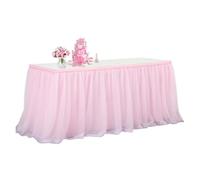 LuoAXINN Faldón de Mesa Tipo tutú Sweet Table Skirt Decoration Cloth Wedding Home Accessories Party Tulle Covers White Pink Purple Tablecloth Rectangular(Pink Colour,77x243cm 1pcs)