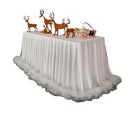 LuoAXINN Faldón de Mesa Tipo tutú White Tulle Table Skirt, Rectangular Round, 2-Layer Pleated Decoration Wedding Party(White,78x900cm)