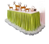 LuoAXINN Faldón de Mesa Tipo tutú White Tulle Table Skirt, Rectangular Round, 2-Layer Pleated Decoration Wedding Party(Green,78x1200cm)