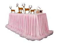 LuoAXINN Faldón de Mesa Tipo tutú White Tulle Table Skirt, Rectangular Round, 2-Layer Pleated Decoration Wedding Party(Pink,78x300cm)