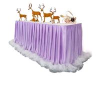 LuoAXINN Faldón de Mesa Tipo tutú White Tulle Table Skirt, Rectangular Round, 2-Layer Pleated Decoration Wedding Party(Lavender,78x900cm)