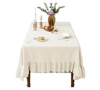 LuoAXINN Mantel con Volantes Mantel Rectangular Lavable Vintage con Volantes, Cubierta de Mesa for Boda, Despedida Soltera, decoración Fiesta cumpleaños(Light Yellow,213X152CM)