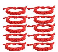 LuoAXINN Pulsera de cuerda trenzada Pulseras de hilo trenzado hechas a mano, pulsera amuleto la suerte tejida roja for mujeres, hombres y niñas(10pcs)