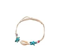 LuoAXINN Pulseras de playa Pulsera bohemia de concha cauri y perlas imitación for mujer, brazalete cadena estrella mar Color dorado, joyería for vacaciones en la playa verano(Color 5)