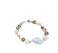 LuoAXINN Pulseras de playa Pulsera de cuentas concha azul océano verano for mujer, brazalete elástico estrella mar, joyería playa for vacaciones(Color 2)