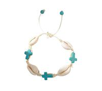 LuoAXINN Pulseras de playa Pulseras bohemias de concha mar for mujer, estrella, tortuga, océano, viento, trenzada, joyería playa verano(Color4)