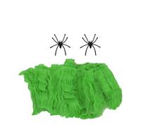 LuoAXINN Telaraña Artificial Halloween DIY Casa Hanuted | Telarañas elásticas con arañas falsas decoración de fiesta de jardín interior y exterior(Green,10 Bags)
