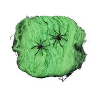 LuoAXINN Telaraña elástica Artificial de Halloween | Telaraña con arañas Horror gótico Casa Encantada decoración de fiesta accesorios de miedo(Green,5PCS)