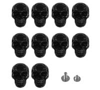 Luobannm 10 Remaches de Calavera para, con Forma de Calavera, con Hebilla Decorativa de Cabeza Grande para Manualidades, Color Negro.