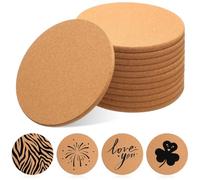 Luobannm 12 Piezas Redondas de 6 Pulgadas de Corcho Absorbente Posavasos de Madera de 0,3 Pulgadas de Espesor de Corcho Posavasos de Plantas para el Hogar, Bebidas Mesa de Café Comedor
