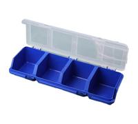 Luobannm Caja de Almacenamiento de Piezas, Organizador de Tornillos de Plástico con 4 Compartimentos, Contenedor de Herramientas con Tapa, Estuche de Exhibición A