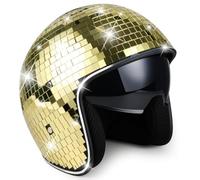 Luobannm de Bola de Discoteca con Visera Retráctil, con Cristales de Espejo Brillantes, Estilo Punk, Ideal para DJ de Bar.