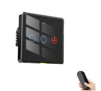 Luobannm Interruptor Inteligente de Luz y Ventilador, Bidireccional, RF433, Control Remoto de Pared, Táctil, Aplicación Tuya Smart, Temporizador de Voz, Color Negro.