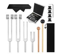 Luobannm Juego de 4 Diapasones (128 Hz, 136,1 Hz, 528 Hz, 4096 Hz) para Sanación de Chakras, Terapia de Sonido y Alivio del Estrés.