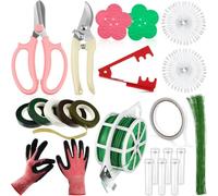 Luobannm Kit de Herramientas para Arreglos Florales, Removedor de Espinas de Rosas, Podador de Árboles, Guantes de Poda, Alambre de Calibre 22/26, Poste, Alfiler para Ramillete B