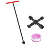 Luobannm Llave para Medidor de Agua con Llave Multiusos de 4 Vías, Herramienta para Cortar el Agua de Tuberías Principales, Desagües Subterráneos, en T y Cabezal en U.