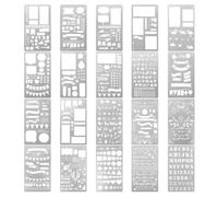 Luobannm Plantillas para Diario Basura, Plantillas Geométricas para Planificador, Plantillas para Scrapbooking, para Pintar y Decorar (1-20)