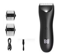 Luobannm Recortadora de Vello Corporal Recargable para Ingle, Afeitadora Eléctrica con Cuchillas de Cerámica y 2 Peines Guía para Hombres B