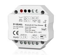 Luobannm Regulador Intensidad CA Bluetooth Triac, Compatible con Controlador LED Regulable, Lámparas Incandescentes, Lámparas Halógenas, Atenuación por Pulsador, Control Remoto 4 Zonas.