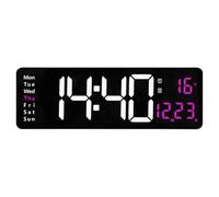 Luobannm Reloj de Pared Digital Grande de 16 Pulgadas con Control Remoto, LED Grande, Alarma Dual y 8 Colores RGB. Reloj Electrónico Digital.