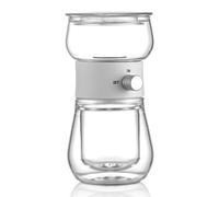 Luobannm Tetera de Vidrio de 240 Ml con Apertura con una Sola Tecla, Filtro de Acero Inoxidable e Infusor de Viaje, Ideal para Preparar Té Al Vapor.