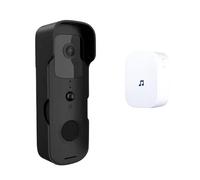 Luobannm Timbre con Video Inteligente Tuya, Impermeable, con Visor de Puerta, Visión, Cámara FHD 1080P, Intercomunicador Visual, Wifi, Enchufe de la UE.