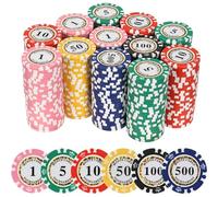 LUOBAO Fichas de póquer numeradas Juegos de Mesa de Cartas, para Texas Hold'em, Blackjack, Club de Cartas o Juegos de póquer Nocturno