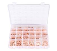 Luocute 568pcs Kit de Surtido de Arandelas de Aplastamiento Métrico de Latón M5 M6 M8 M10 M 12 M 14, en Caja Resistente con Gráfico de Tamaño, Ideal para Uso Automotriz e Industrial