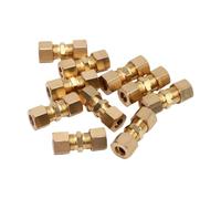 Luocute Accesorio de Compresión de Latón, 5/16 Pulgadas, Clasificación | Conector Recto de Doble para Máquina de Hacer Hielo con Tubos de Cobre, Hidráulico, -65 a 250 °F, Agarre a Prueba de Fugas