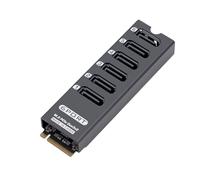 Luocute Adaptador 3.0 de 6 Puertos, M.2 Key M PCIe 3.0 X2 a 6 Puertos Tarjeta de Expansión Serial ATA Chipset ASM1166 de Gbps, Diseño de Disipador de Calor e Indicador LED, para