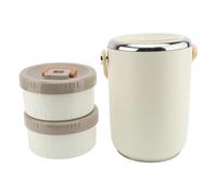 Luocute Adultos 2L 304 Jarra de Alimentos de Alimentos de Alimentos de Acero de Acero Inoxidable de Acero Inoxidable Termo de Comida Caliente, Recipientes Apilables Loncheras (WHITE)